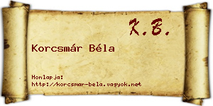 Korcsmár Béla névjegykártya