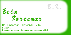 bela korcsmar business card